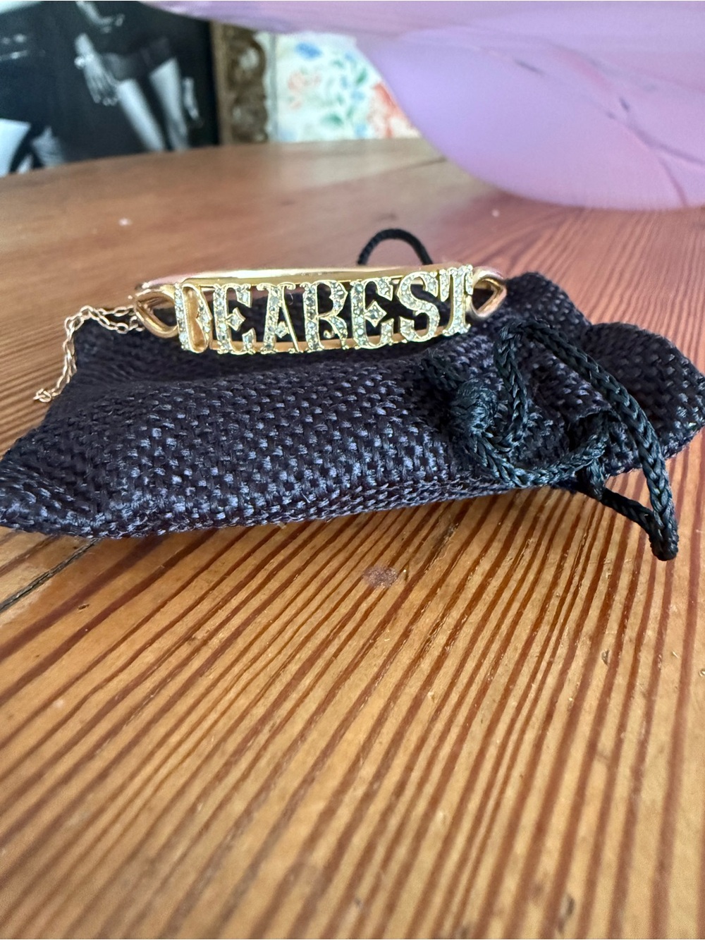 Antique “Dearest” Diamond * 14K Bracelet. Marked “Father + Children 1896.